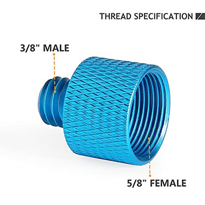 Mic Screw Adapter Thread 5/8 to 1/4 Adapter and 5/8 to 3/8 Adapter Set for Microphone Stand to Tripod and Camera Adapter (Blue)