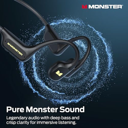Monster Open Ear BC300 Swimming Headphones, Open-Ear Bone Conduction Headphones, Bluetooth 6.0 & 32GB MP3, IPX8 Waterproof Sport Earbuds with 10H Playtime (Black)