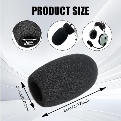 10Pack Aviation Muff Headphone Microphone Body Covers Wind Shields Boom Mic Windscreen Large Black Windshield Noise Sound Reduction High Density Foam for Peltor David Clark Tactical Headset h10-13.4