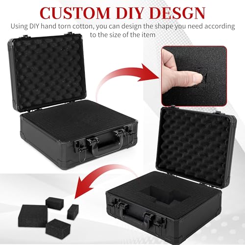 Protective Hard Case Shockproof Water-resistant with Customized DIY Foam Insert fit for Camera, Laptops, etc,13.5 X 11.6 X 6-Inch - size: Inner：12.8''X 11''X 5.6''