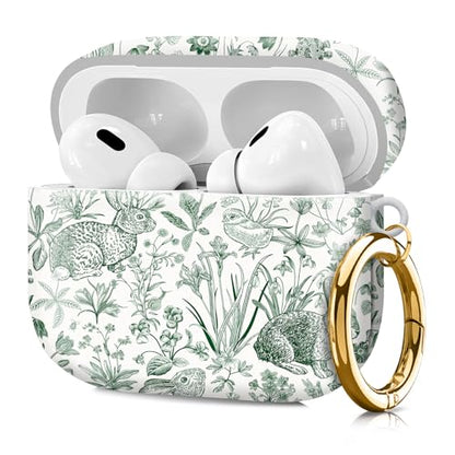 Compatible with Airpod pro 2nd/1st Generation Case Cover with Gold Round Keychain Cute Pattern Hard & Anti Slip Cover for Men Women & Girls（Funny Bunny） - color: Funny bunny