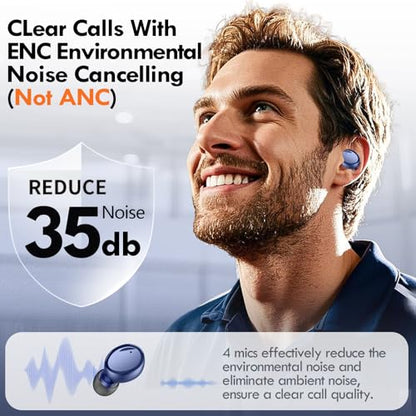 Lanteso True Wireless Earbuds Bluetooth 5.4, in Ear Headphones | 48H Playtime,Light Weight, Built in Mic, Premium Sound with Deep Bass, Clear Calls for Sports Workout Blue - color: Blue