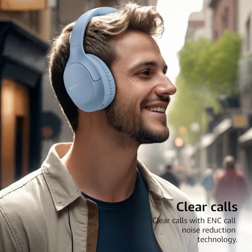 TOZO HA1 70H Over Ear Wireless Headphones Bluetooth 5.4 Foldable Headset | Deep Bass Stereo Sound, 32 Custom EQ Modes, Control Via Button, 78ms Low-Latency, Clear Call, Ideal For Travel Daily Use - color: Blue