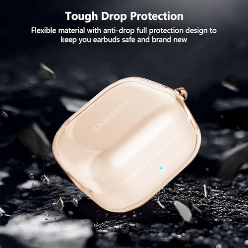 for Samsung Galaxy Buds 4 Case/Galaxy Buds 4 Pro Case Clear,Flexible TPU Clear Cover for Samsung Galaxy Buds 4/4 Pro,Premium Skin with Keychain&Cleaning Pen,Samsung Earbuds Accessories-Gold - color: Clear Gold