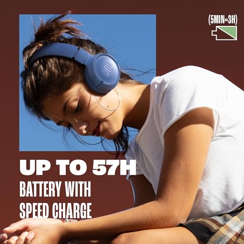 JBL Tune 520BT - Wireless On-Ear Headphones, Up to 57H Battery Life and Speed Charge, Lightweight, Comfortable and Foldable Design, Hands-Free Calls with Voice Aware (White) - color: White