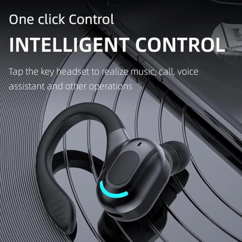Wireless Headset Business Headphones,Waterproof Hanging Single Ear Earbuds,Mono Wireless Headset Noise Cancelling Sports Wireless Earpiece with Mic for Smart Phones (Black) - color: Black