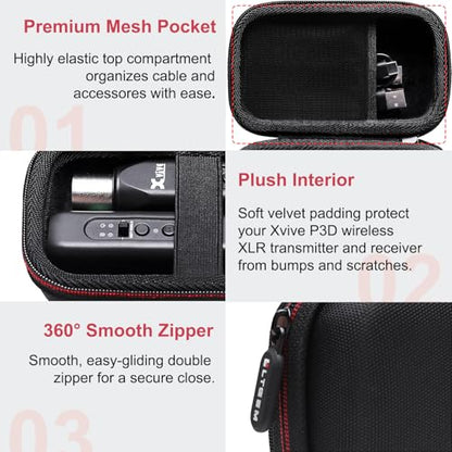 LTGEM Case for Xvive P3/P3D Bluetooth Audio Receiver | Hard EVA Shell, Water-Resistant, Shock Protection, Scratch-Resistant Interior, Portable Travel Storage Case Only