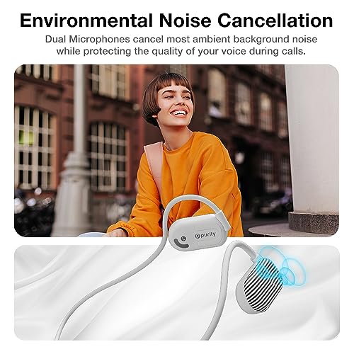 Purity Air Open Ear Headphones - True Air Conduction Wireless Bluetooth Open Ear Earbuds with Dual Mic for iPhone/Android - Secured Long Wearing Comfort, Sports Sweat Resistant (BWS144) - color: Black and White Stripes