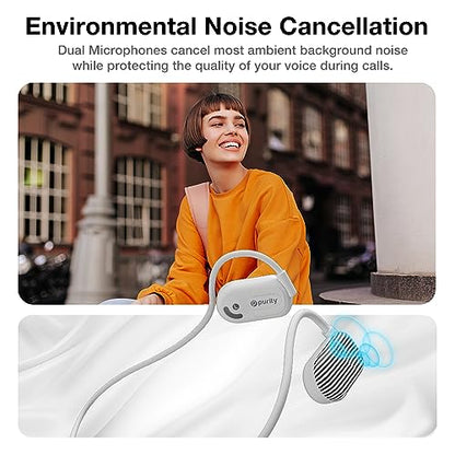 Purity Air Open Ear Headphones - True Air Conduction Wireless Bluetooth Open Ear Earbuds with Dual Mic for iPhone/Android - Secured Long Wearing Comfort, Sports Sweat Resistant (BWS144) - color: Black and White Stripes
