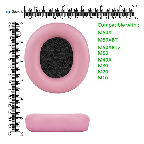 Geekria NOVA Replacement Ear Pads Compatible with Audio Technica ATH-M50X, M50XBT, M50XBT2, M50x ENSO, M50, M40X, M30, M20, M10 Headphones, Repair Parts (Pink) - color: Pink