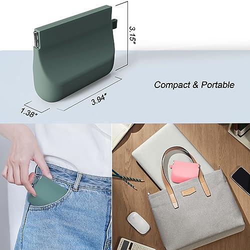 Freewindo Silicone Headphone Organizer Wired Earbud Case Pouch, Portable Data Cable Organizer Case, Silicone Coin Purse Pouch Change Holder for Women and Men (Small, Green+Gray)