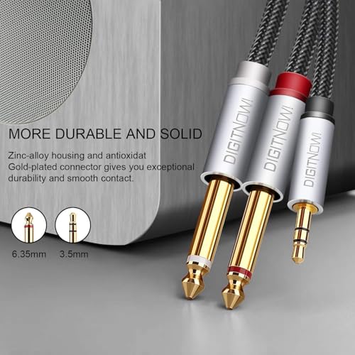 DIGITNOW 3.5mm 1/8" TRS to Dual 6.35mm 1/4" TS Mono Stereo Y-Cable Splitter Cord for Smartphone, Computer, CD Player, Speakers and Home Systems Amplifier, 6.6Ft - size: 6.6ft