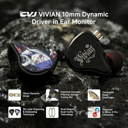 CVJ Vivian IEM for Music Gaming, 3.5mm Jack, Deep Bass Wired Earbuds - color: Vivian Character, style: no Mic
