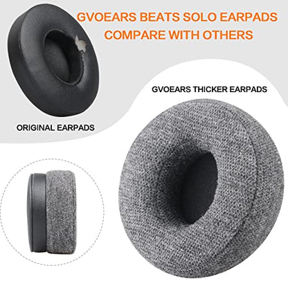 Gvoears Replacement Ear Pads for Beats Solo 3, Ear Cushions for Beats Solo 2 & Solo 3 Wireless/Wired On-Ear Headphone Earpads, Ear Cups with Stronger Adhesive, Added Thickness & Velvet Fabric - color: Gray Velour