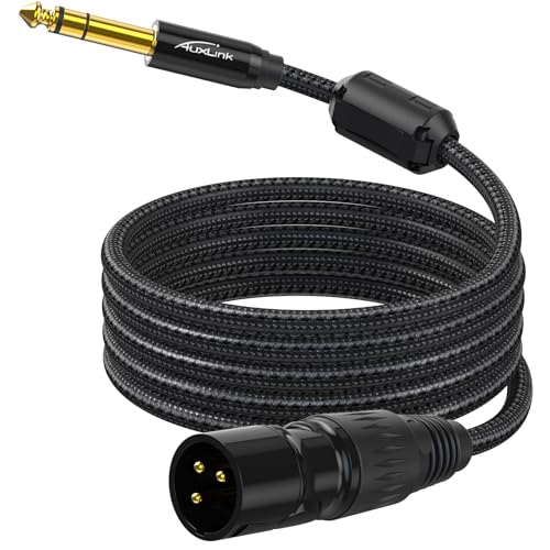 XLR Male to 1/4 Cable 6ft, TRS to 6.35mm Gold-Plated Connectors Nylon Braided, Quarter Inch to XLR Male Cable-1Pack - size: 6ft -1P
