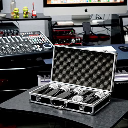 Musiin Pro Medium Size Audio Device Microphone Carrying Case, Customizable case with Pre-Diced Foam, Aluminum Alloy Sturdy Build, Ideal Compatible with Audio Device Wireless Mic System Storage cover - color: Black