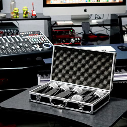 Musiin Pro Medium Size Audio Device Microphone Carrying Case, Customizable case with Pre-Diced Foam, Aluminum Alloy Sturdy Build, Ideal Compatible with Audio Device Wireless Mic System Storage cover - color: Black