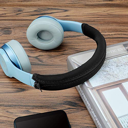 Geekria Headband Cover for Beats Solo 3/4/2, Zippered Neoprene, Black | Tool-Free DIY Installation, Fits 1MORE SonoFlow Pro HQ51, Washable Sweat-Resistant