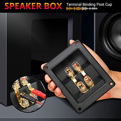 Facmogu 2PCS Rectangle 4-Way Speaker Terminal Box, Gold-Plated Terminal Cup - color: 4-way Rectangle