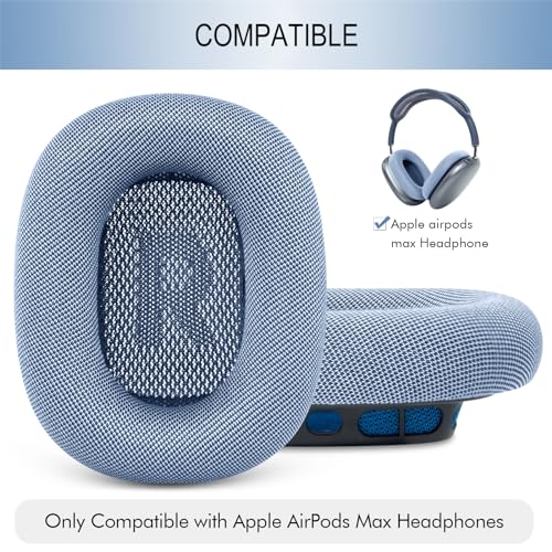 GEVO Upgraded Ear Cushions Replacement Earpads for AirPods Max 1 & 2 Headphones, Mesh Fabric Ear Pads Ear Covers Cups with Memory Foam and Magnet for AirPods Max 1 & 2 (Sky Blue) - color: Sky Blue