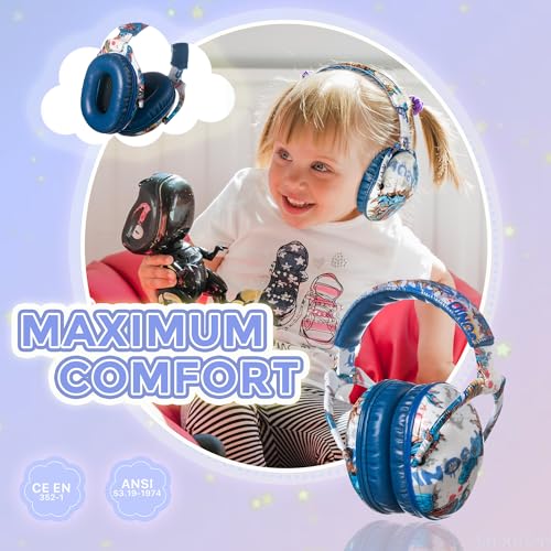 Kids Ear Protection Safety Ear Muffs, NRR 25dB Noise Reduction Children Earmuffs, Hearing Protectors for Sleeping, Studying, Airplane, Concerts, Fireworks-Dinosaur with Blue Band - color: Blue Band Dinosaur