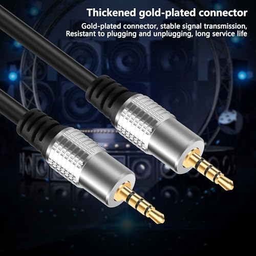 GINTOOYUN 2 Pack TRRS 3.5mm Audio Cable 3.2Ft 3.5mm Male Jack to Bare Wire Open End TRS 4 Pole Stereo 1/4" for Stereo Speaker Subwoofer Headset Earphone Microphone Cable with Gold-Plated Plugs