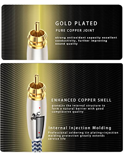 Premium Digital Coaxial Audio Cable | S/PDIF, 1m/3.2ft, 24K Gold-Plated, Compatible with Soundbar/TV/AVR/PS5/Xbox - color: Coaxial Cable, size: 3.2FT/1m