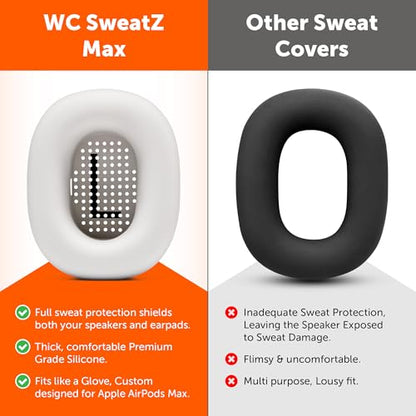 WC SweatZ Max - Patented Silicone Sweat Covers for AirPods Max 1 | Made by Wicked Cushions | (Does Not Fit AirPods Max 2). Sweatproof, Full Earpad Protection | Beige - color: Beige
