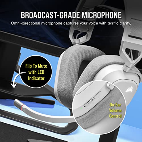 Corsair HS80 RGB Wireless PC PS5 PS4 Mac Gaming Headset – White - color: White