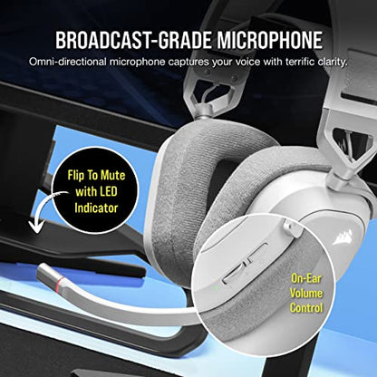 Corsair HS80 RGB Wireless PC PS5 PS4 Mac Gaming Headset – White - color: White