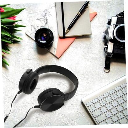 Uonlytech Head Mounted Wired Stereo Headphone with Microphone for Computer and Phone Lightweight Breathable Over Ear Headset for Audio Transmission and Realistic Gaming Sound Black