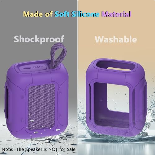 Silicone Cover and Hard Carrying Case for JBL Go 5 Bluetooth Speaker | Protective Cases for Go 5 Speaker Accessories, Scratch-Resistant and Drop-Proof Cover (Purple) - color: Purple