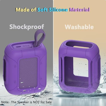 Silicone Cover and Hard Carrying Case for JBL Go 5 Bluetooth Speaker | Protective Cases for Go 5 Speaker Accessories, Scratch-Resistant and Drop-Proof Cover (Purple) - color: Purple