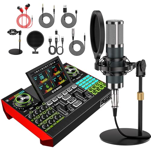 G10-P15 DJ & Podcast Equipment Bundle, Audio Interface with Cardioid Designer P15 Mic for Gamer and All-in-One DJ Mixer, Perfect for Live Streaming, Singing, YouTube, Gaming