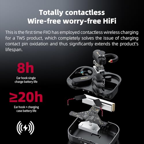 FiiO UTWS5 2025 True Wireless Bluetooth Earbuds Hook & Headphone Amp for IEMs, AK4332 DAC, Hi-Res 96kHz/24bit LDAC -MMCX/0.78 2pins Connector, 10-Band PEQ, 20H Battery Life (MMCX) | AK4332 DAC, 96kHz/24-bit LDAC, 10-band PEQ, 20-hour battery