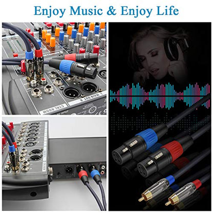 JOLGOO XLR to RCA Cable - Dual XLR Female to Dual RCA Male, 50 Feet, HiFi Audio, 4N OFC Wire, for Amplifier, Mixer, Microphone - size: 50 Feet, style: Dual XLR Female to Dual RCA Male