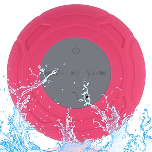 Waterproof Bluetooth Shower Speaker Portable Wireless Water-Resistant Speaker Suction Cup,Built-in Mic Gifts for Kids Speakerphone Bathroom Kitchen - Red - color: Red