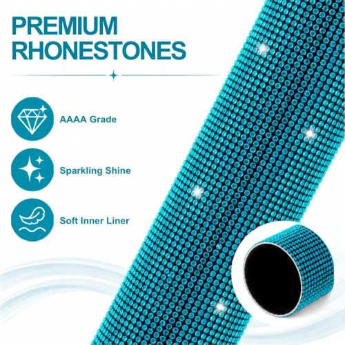 Lake Blue Crystal Wireless Mic Cover for Universal Handheld | Sparkly Fits Wireless SM58, Beta58, Senheiser G2/G3/G4 Series and More, Elegant Rhinestone Shine For Weddings And Ceremonies - color: Lake Blue