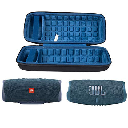 co2CREA Hard Travel Case for JBL Charge 5/4 Speaker, Black+Inside Blue | Portable Travel Bag Replacement with Custom Molded Interior and Handle, Shockproof EVA Shell and Soft Lining - color: Ouside Black and Inside Blue