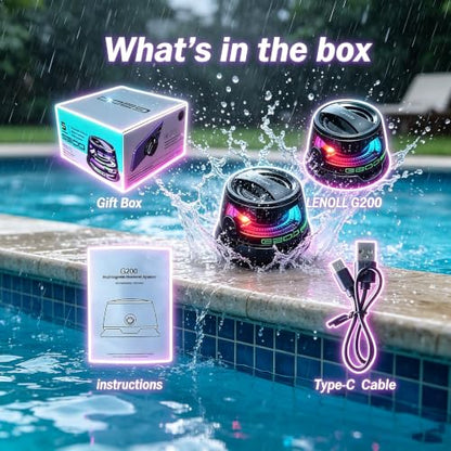 G200 Magnetic Mini Bluetooth Speaker with RGB Lights & Phone Stand | Portable Magnetic Wireless Stereo Speakers Set, Small Wireless Speaker for Camping Shower Outdoor, Teen Holiday Gift - color: Black 1