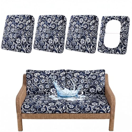 Waterproof Outdoor Cushion Covers, Stretch Patio Slipcovers | UV Resistant Coating, Stretch Fabric, Waterproof Protection, Replacement Covers, Fits Patio Furniture Cushions (4 Pieces) - color: Baroque, size: 4PCS