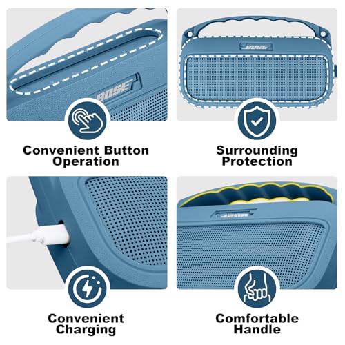 Aenllosi Soft Silicone Case for Bose New SoundLink Flex 2nd Gen Speaker | Blue Dusk, Silicone cover construction, includes adjustable strap and carabiner, Dust-resistant design, Case only - color: Blue Dusk, style: Silicone Cover for Bose SoundLink Flex 2