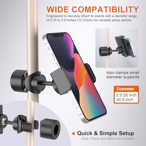 LINCO Mic Stand Phone Holder with O-Clamp PC002 | Adjustable phone holder for most smartphone stand, compatible with iPhone 16/15/14/13/12/Pro/Max, Samsung Galaxy