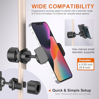 LINCO Mic Stand Phone Holder with O-Clamp PC002 | Adjustable phone holder for most smartphone stand, compatible with iPhone 16/15/14/13/12/Pro/Max, Samsung Galaxy