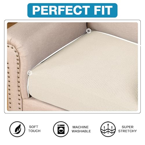 Flamingo P Super Stretch Couch Cushion Cover 1 Pack Individual Seat Slipcover with Elastic Bottom, Machine Washable Furniture Protector (1 Seat Cushion Cover, Cream) - color: Cream, size: 1 Seat Cushion Cover