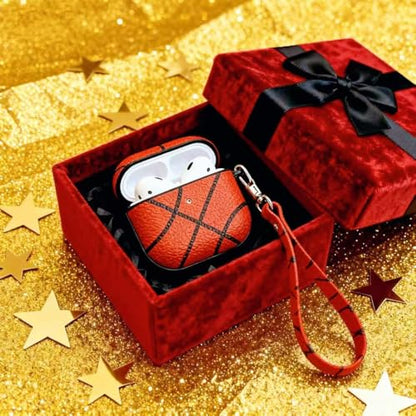 Basketball AirPods Pro 3 Case 2025, Premium PU Leather Protective Cover with Keychain, Cute Hard Shell Earbuds Case, Red - color: (Basketball-05), size: Compatible with Airpods Pro 3(Model A2700/A2931)