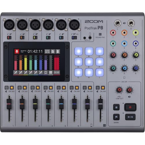 Zoom PodTrak P8 Portable Multitrack Podcast Recorder Bundle with 4X AA Batteries + Charger + Extreme PRO 64GB Memory Card + XLR Cable + Cleaning kit + 6 Pack Wire Straps + Diginerds USB Card Reader