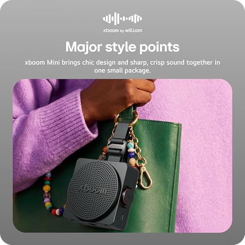 LG xboom Mini by will.i.am Portable Outdoor Bluetooth Speaker, up to 10 Hours, IP67 Dust and Water Resistant, Adjustable Hanging Strap, Black