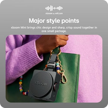 LG xboom Mini by will.i.am Portable Outdoor Bluetooth Speaker, up to 10 Hours, IP67 Dust and Water Resistant, Adjustable Hanging Strap, Black