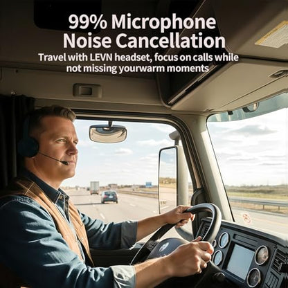 Trucker Bluetooth Headset with Mic,Single-Ear wireless Headset for work, Trucker Bluetooth Headset with Hands-Free Calls, Clear Online Meetings & Long-Haul Driving, Comfortable for All-Day Wear